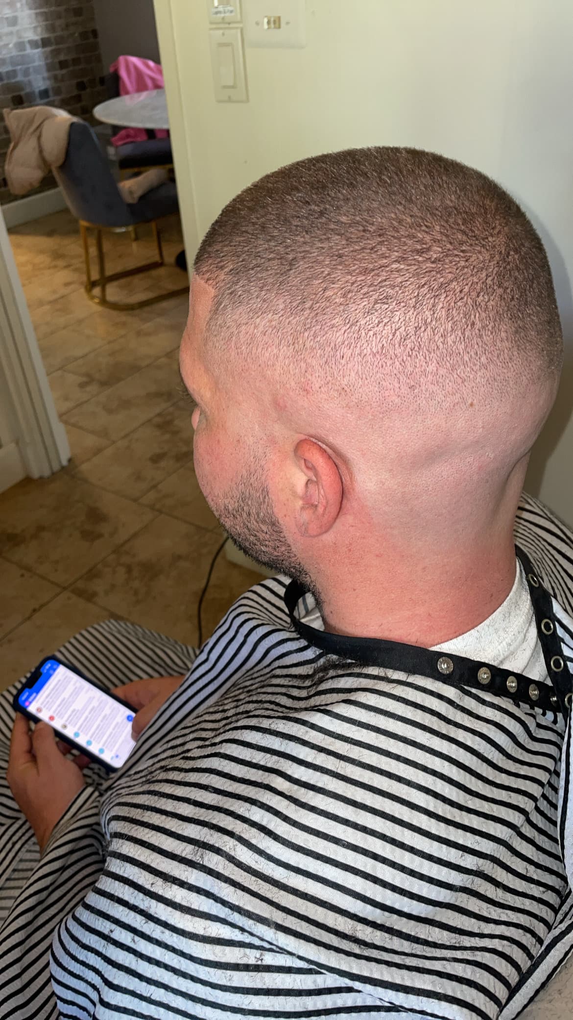 Buzz cut fade viewed from the back